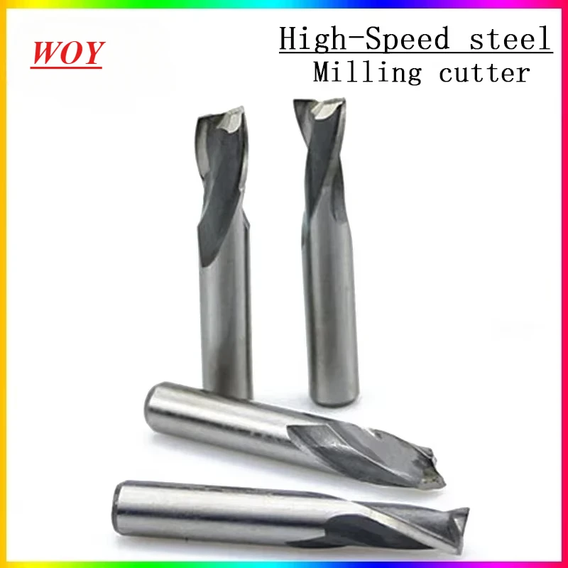 

WOY NEW White steel end milling cutter 2 slots 1mm~20mm 4mm 6mm 8mm 12mm CNC lathe with chromium metal milling cutter 1.5mm