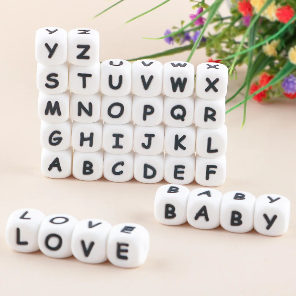 12mm Silicone Letter Beads English Alphabet  Use For Bracelet Necklace Pacifier Chain DIY Handmade Jewelry Accessories