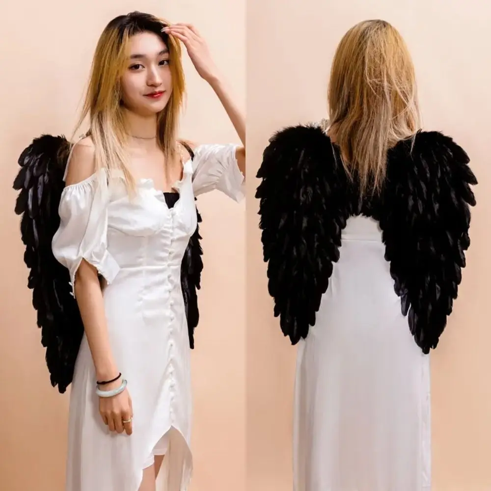 Children Adult Angel Devil White Black Feather Wings Fallen Angel Cosplay Little Wings Halloween Carnival Birthday Party Costume