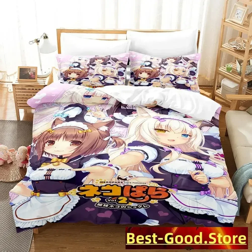 Комплект постельного белья Nekopara 2023, одинарный, полный, королевский размер, комплект постельного белья для взрослых и детей, пододеяльник для спальни, аниме parure de lit, кровать