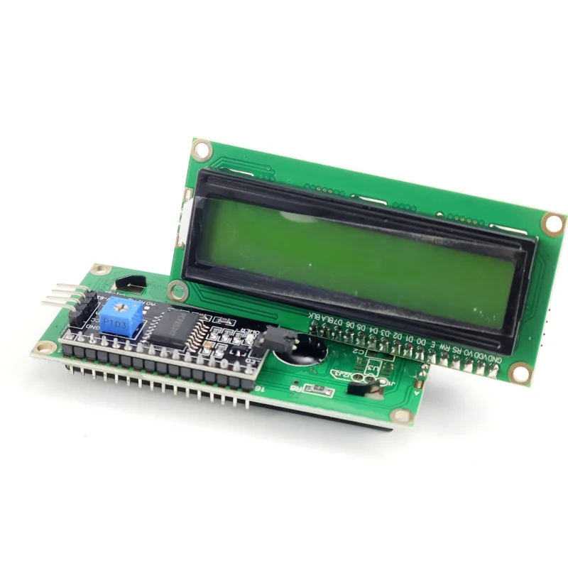 2 قطعة LCD1602 1602A وحدة عرض إل سي دي شاشة خضراء IIC/I2C واجهة 5 فولت لاردوينو