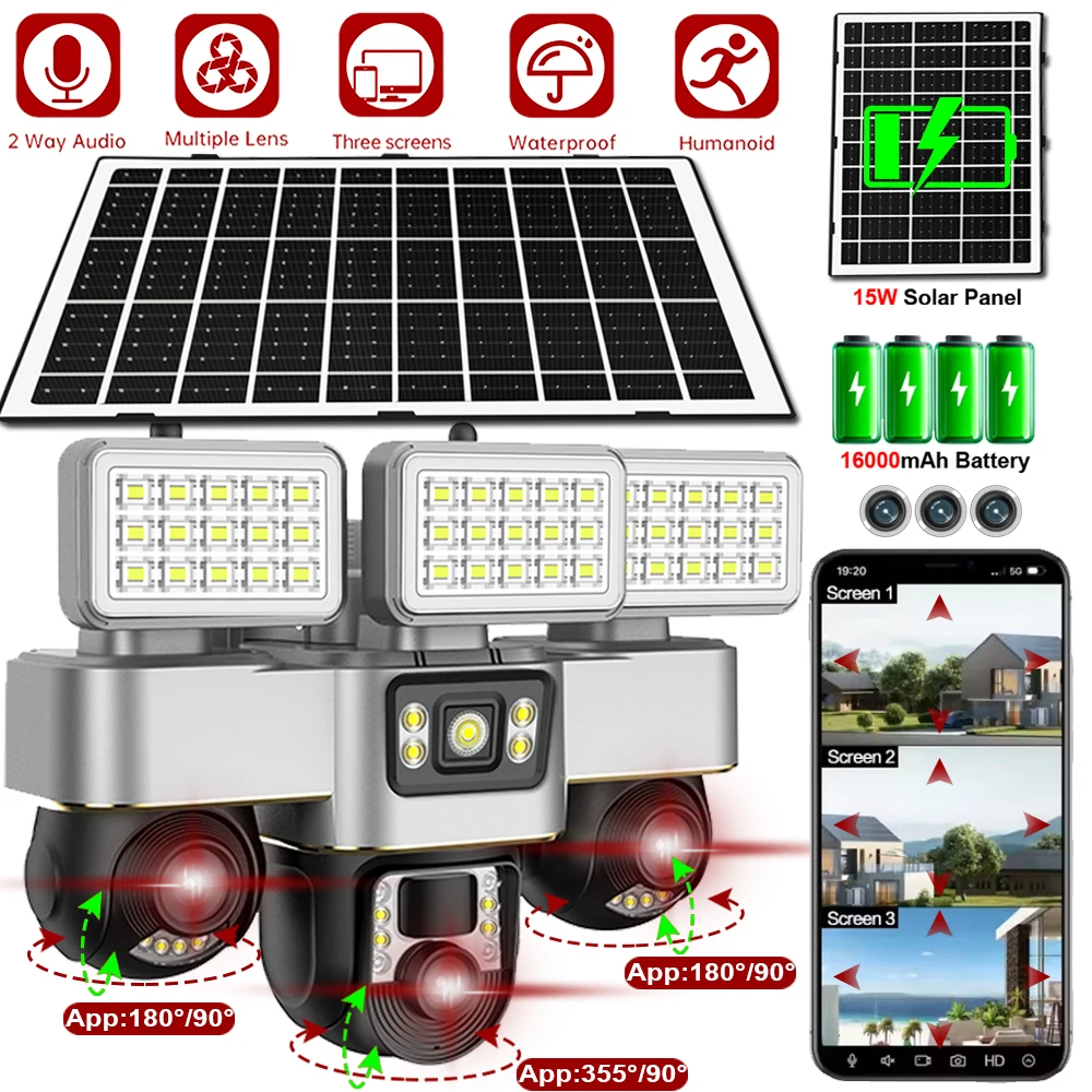 �y�Z�[�����zV380 WiFi�Z�L�����e�B�J���� 3 PTZ�����Y 360°PTZ��] �\�[���[�J���� 15MP PIR�l���Z���T�[ �Î��@�\ ���O�Ď��J����