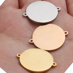 15/20/25mm 20piece/lot Mirror Polished Stainless Steel Round Discs Stamping Blanks Disk Charm Connector For DIY Bracelet