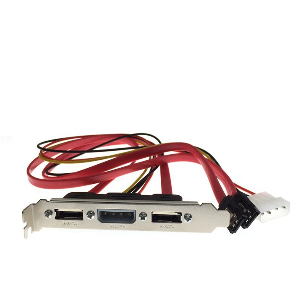 PC DIY SATA to ESATA and 4Pin IDE Molex Power PCI Bracket Slot Cable Full-Height Profile for External Hard Drive