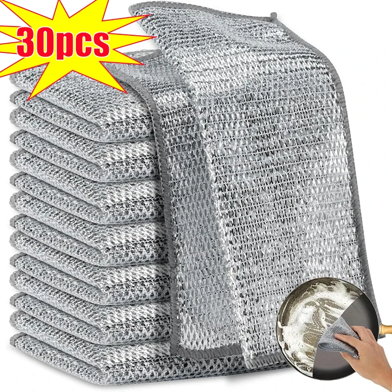 1/30 pièces Chiffons de nettoyage multi-usages en fil métallique, lingettes en fil d'acier pour cuisine, vaisselle et casseroles, outils de nettoyage