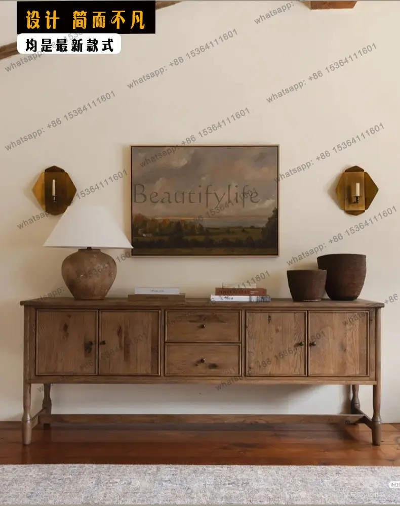 

Ретро-шкаф из массива дерева для прихожей, тумба под телевизор для гостиной, ультратонкий и элитный