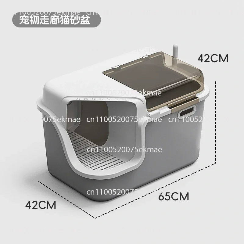 Large Cat Litter Boxes Corridor Style Design Enclosed Litter Tray Odor Splash-Proof Kitten Toilet Convenient Lid Pet Clean