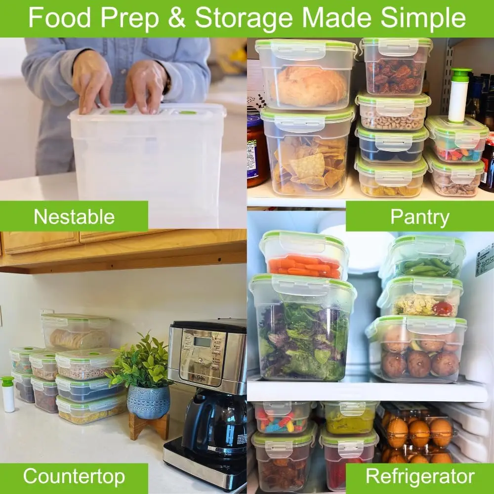 19 piece Vacuum Seal Food Storage Containers with Vacuum Pump, Airtight and Leak Proof, Vacuum Sealed Food Storage Containers