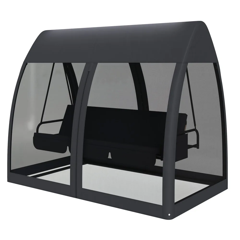 

Black Outdoor Pavilion with Swing Chair