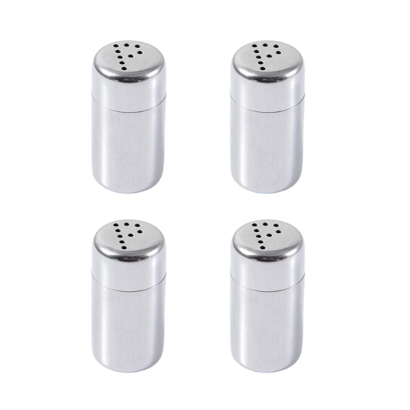 

Set Of 4 Stainless Steel Salt Shakers Seasoning Jar Portable Spices Dispenser with Lid for Camping and Outdoor Grills Dropship