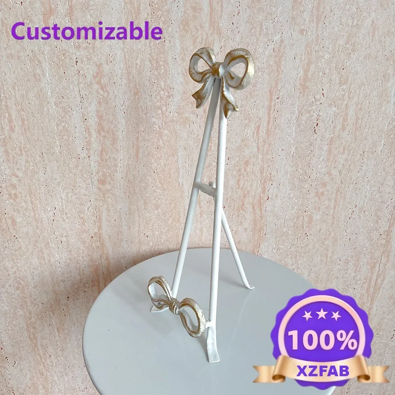 European Retro Wrought Iron Bow Recipe Holder Multifunctional Reading Bookshelf Kitchen Dining Table Plate Shelf
