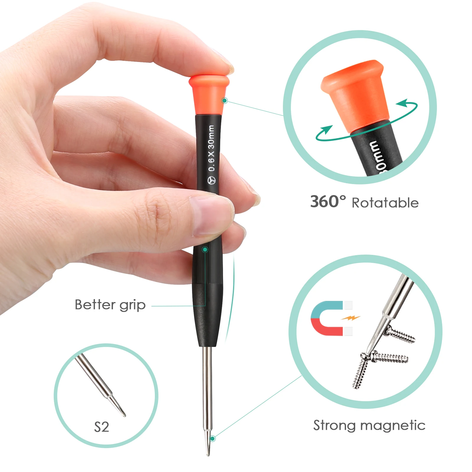 12-in-1 Magnetic Screwdriver Set for iPhone Repair, Electronics Tool Kit with Suction Cup/Pry Tools for Phone MacBook Laptop