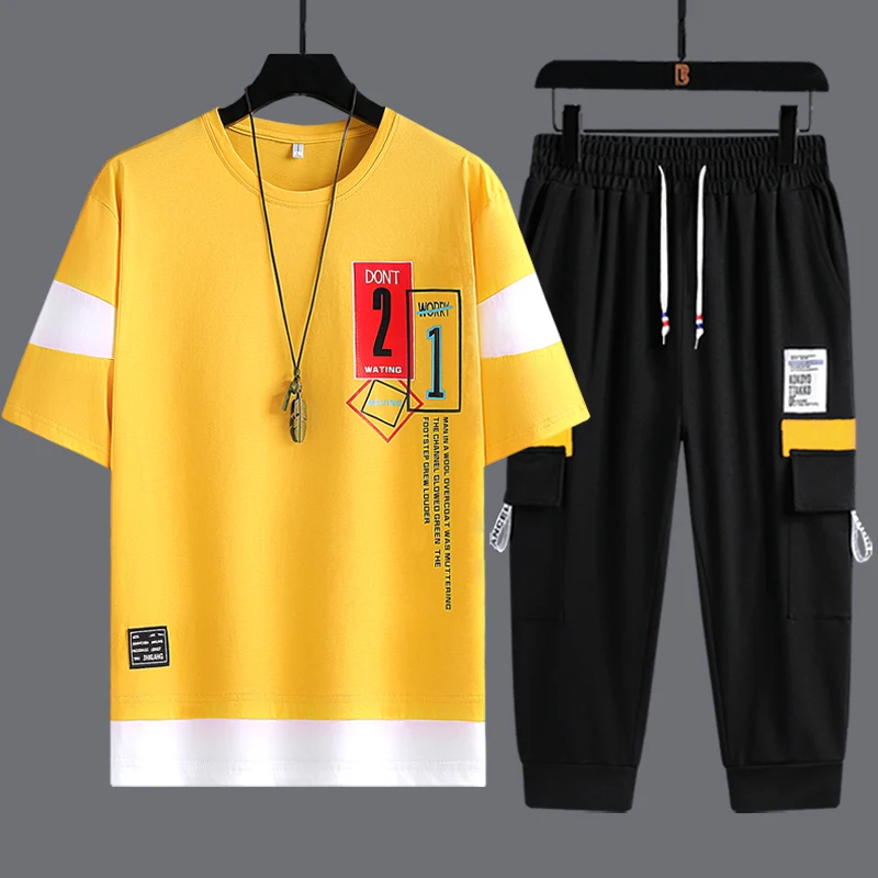 2023 new sport t shirt suits tees mens pants 2 piece matching sets outfit clothes for men t-shirts tracksuit sweatshirts 0062