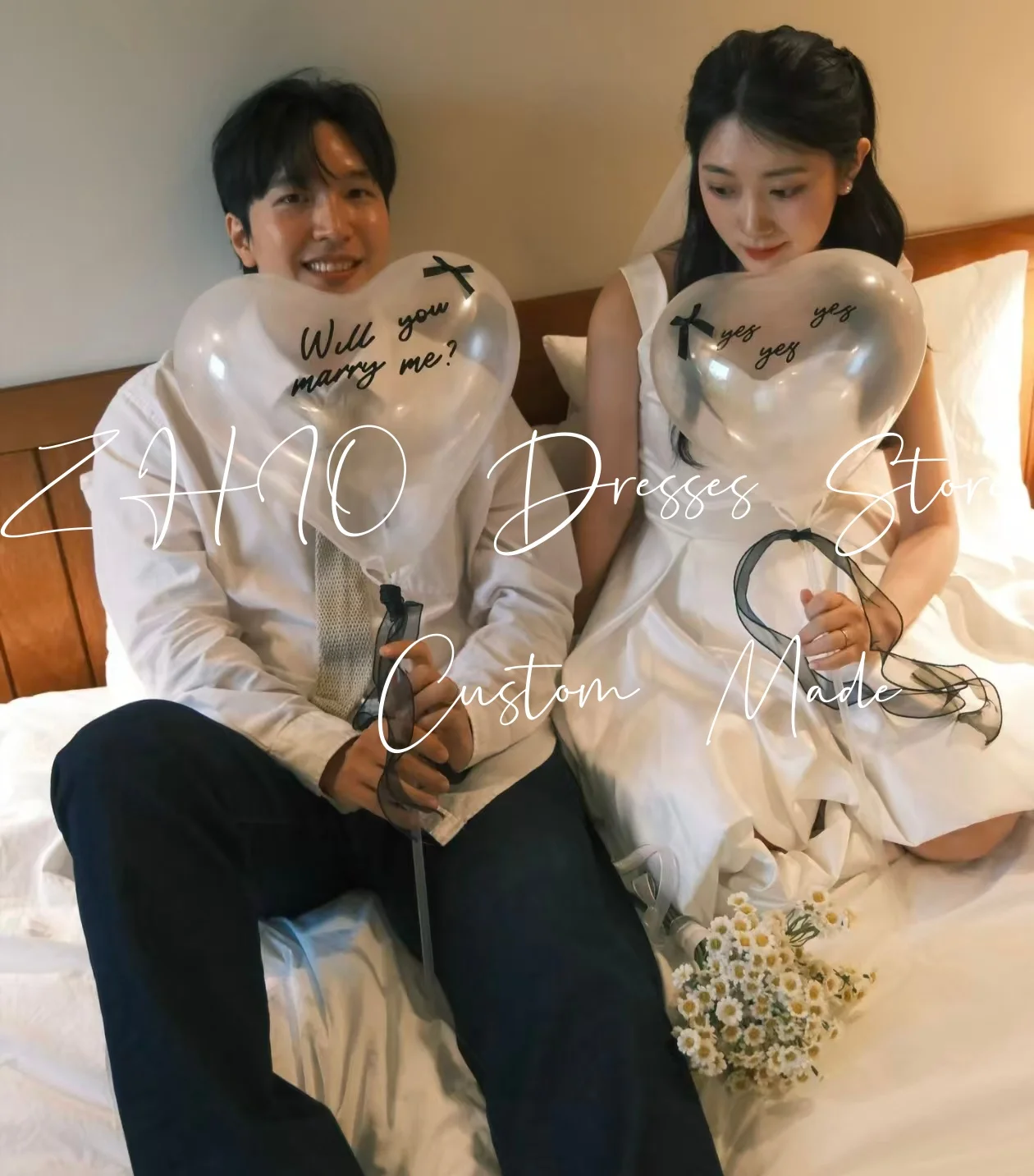 Zhi vestido de festa de casamento simples, alto e baixo, alças espaguete, cetim marfim, sessão de fotos coreana, vestido de recepção de noiva personalizado