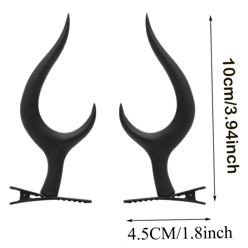 Anime Alastor Black Hair Clips Gift 3D Printed Black Demon Horn Headpiece Halloween Costume Party Dress Up Headpiece