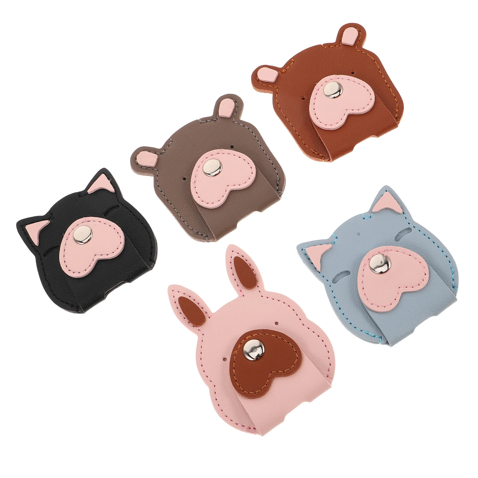 

5Pcs Headphone Cord Organizer Animal Shaped PU Wire Winder Tanglefree Desktop Cable Management for Multiple Devices