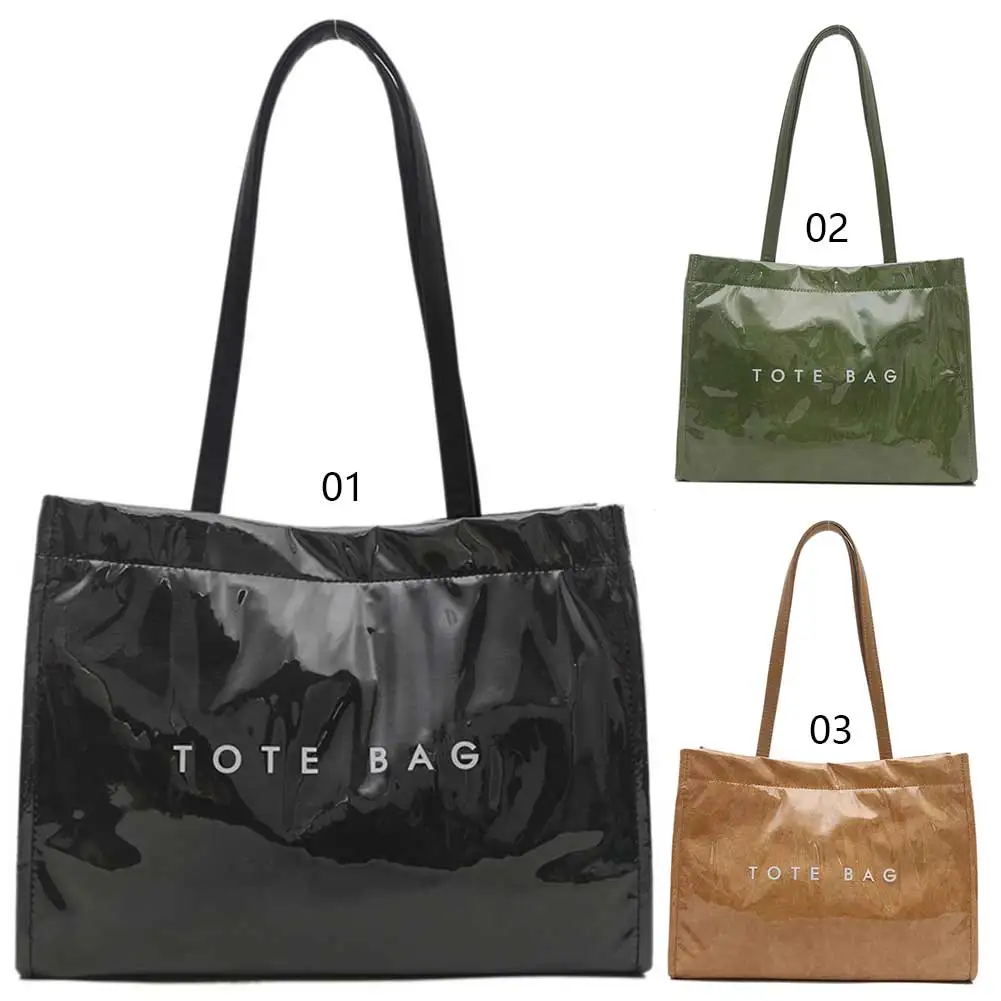 

PVC Dupont Paper Shoulder Bag Large Capacity Casual Tote Bag Leisure Shoulder Bag Female Travel Shopping Date Bag