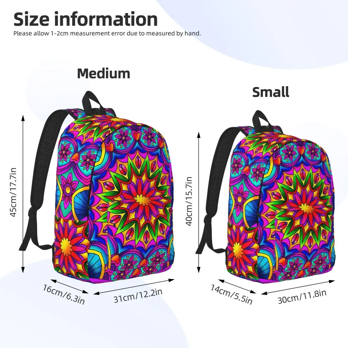 Psychedelic Summer Color Mandala Print Backpack Daypack Large Capacity Children BookBag School Bag Shoulder Bags for Men Women