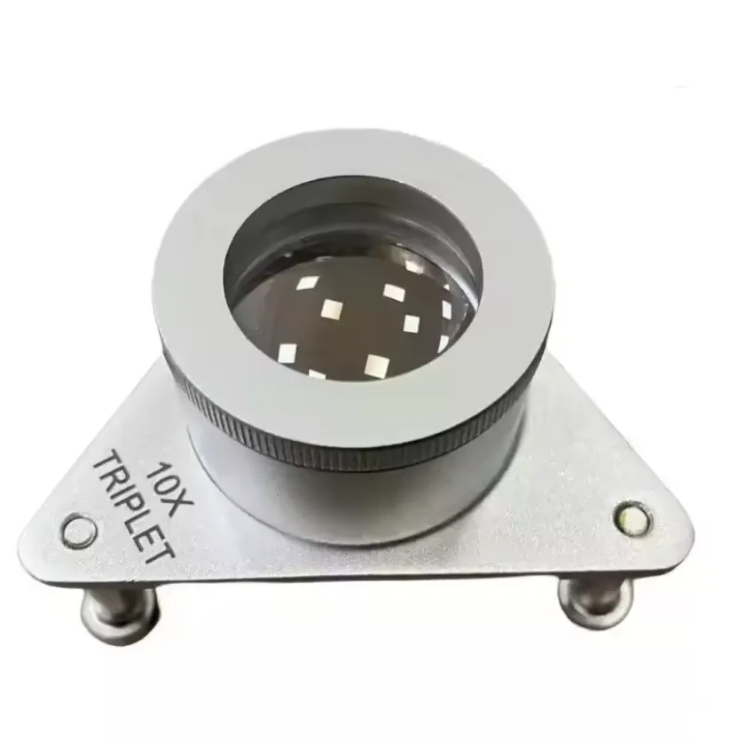 10X Hands-Free Tripod Triplet Loupe, 21mm Optical Glass, Aluminum Frame Magnifier for Jewelers Gem Diamond Grading