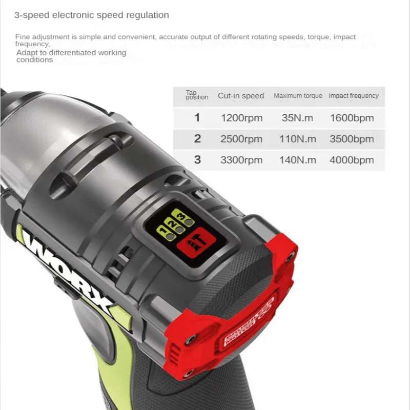 Imagem -02 - Worx Brushless Chave de Fenda sem Fio Wu132 Wu132x Chave de Fenda de Impacto 12v 160n.m