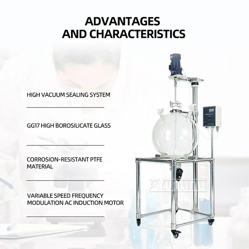 Lab Glass Dispenser 0-600rpm Water and Oil Separation Vacuum Liquid Extraction and Filtration Device Stirring 220V FY10L/50L