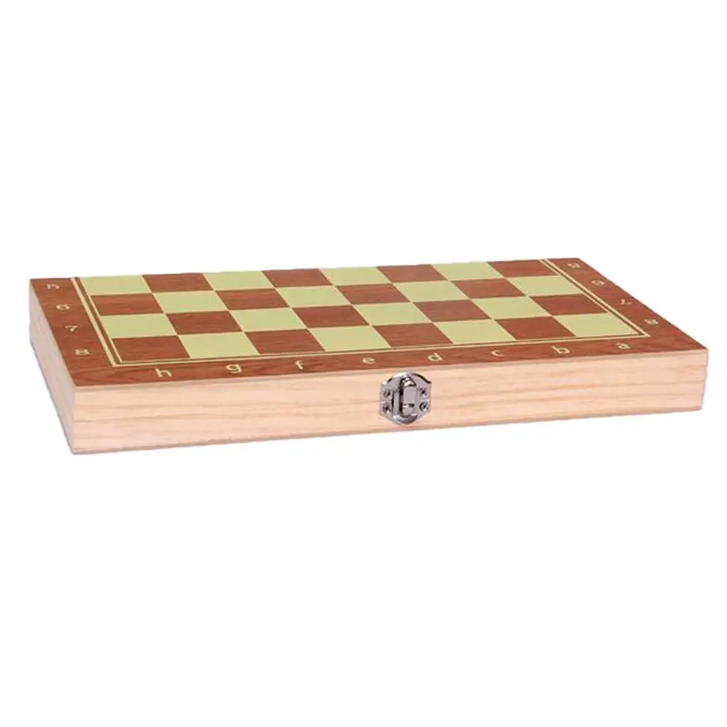 Folding 15.3 Inch Wooden 3-in-1 Chess, Checkers And Backgammon ,