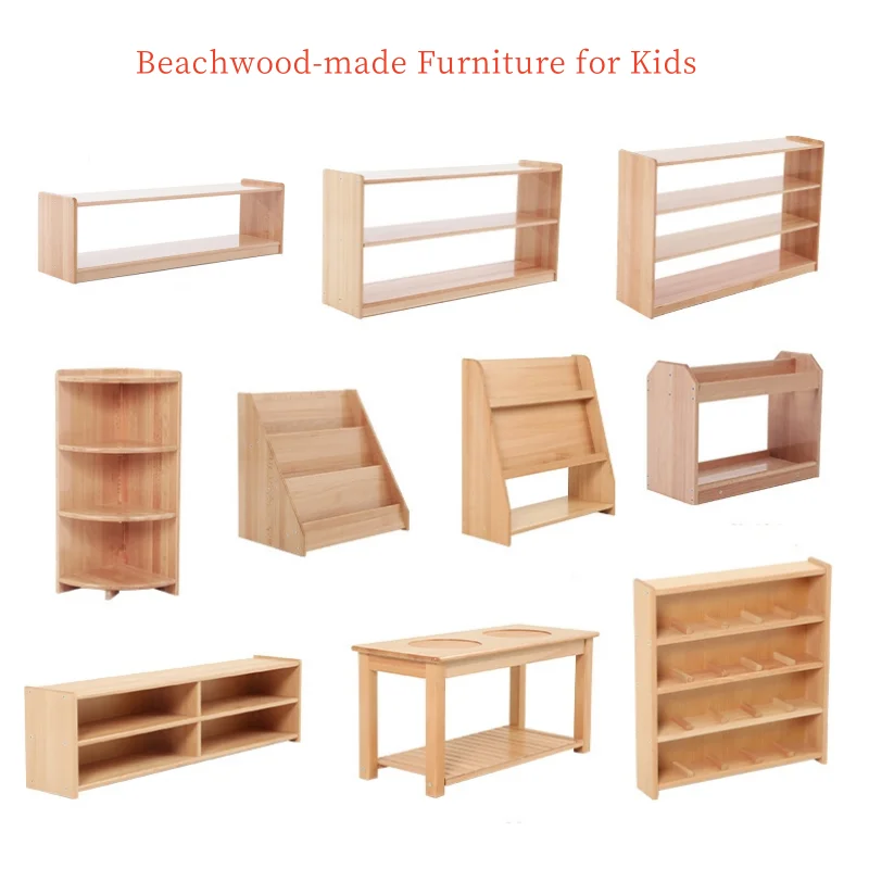 

Montessori Furniture Kids Beachwood Shelf/ Cabinet/ Table/ Rug Stand/ Cupboard Materials for Kindergarten Childcare Center