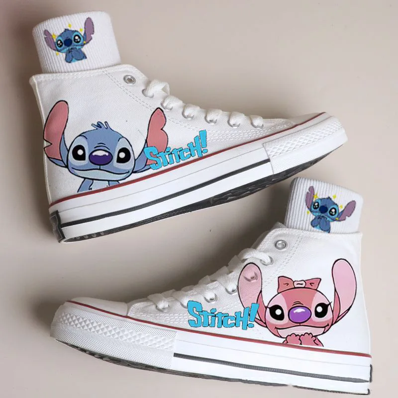 Cartoon Print Stitch High Tops Canvas Shoes Spring and Autumn Couple Casual Shoes Zapatos Mujer Kawaii Female Students Sneakers