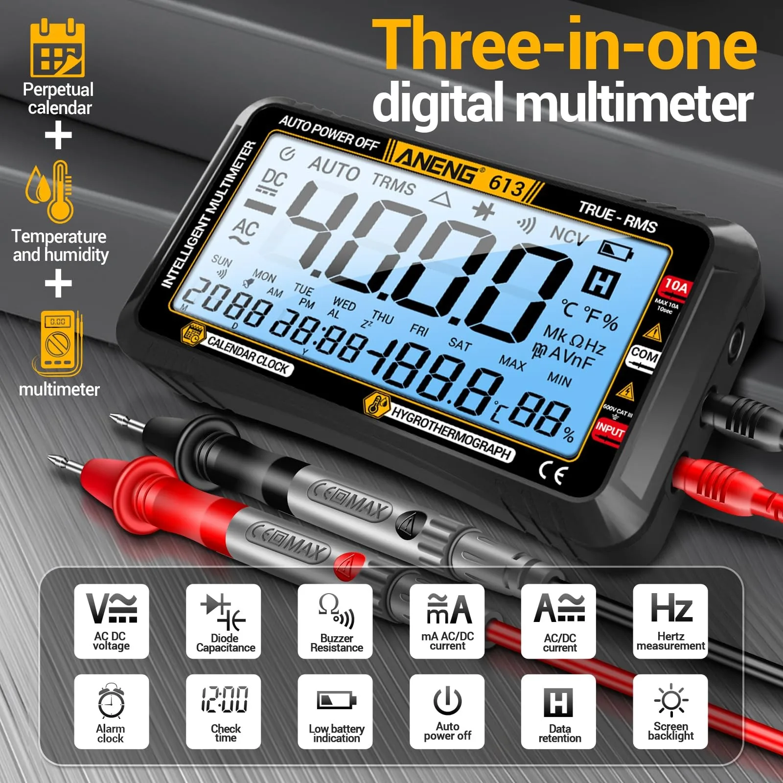 

Цифровой мультиметр-тестер ANENG с функцией измерения напряжения, автоматическим измерением расстояния и TRMS-измерением (4000 измерений)