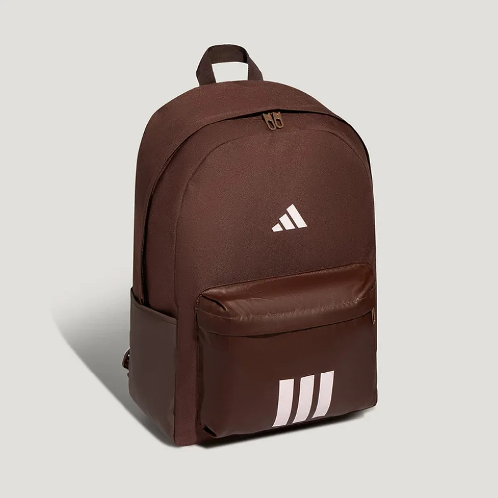 Adidas 25.9L Light Sports Series Three-Stripe Practical Commuter Casual Storage Plain Weave Fabric Backpack Regular Unisex Couple Style Reddish Brown Le5953