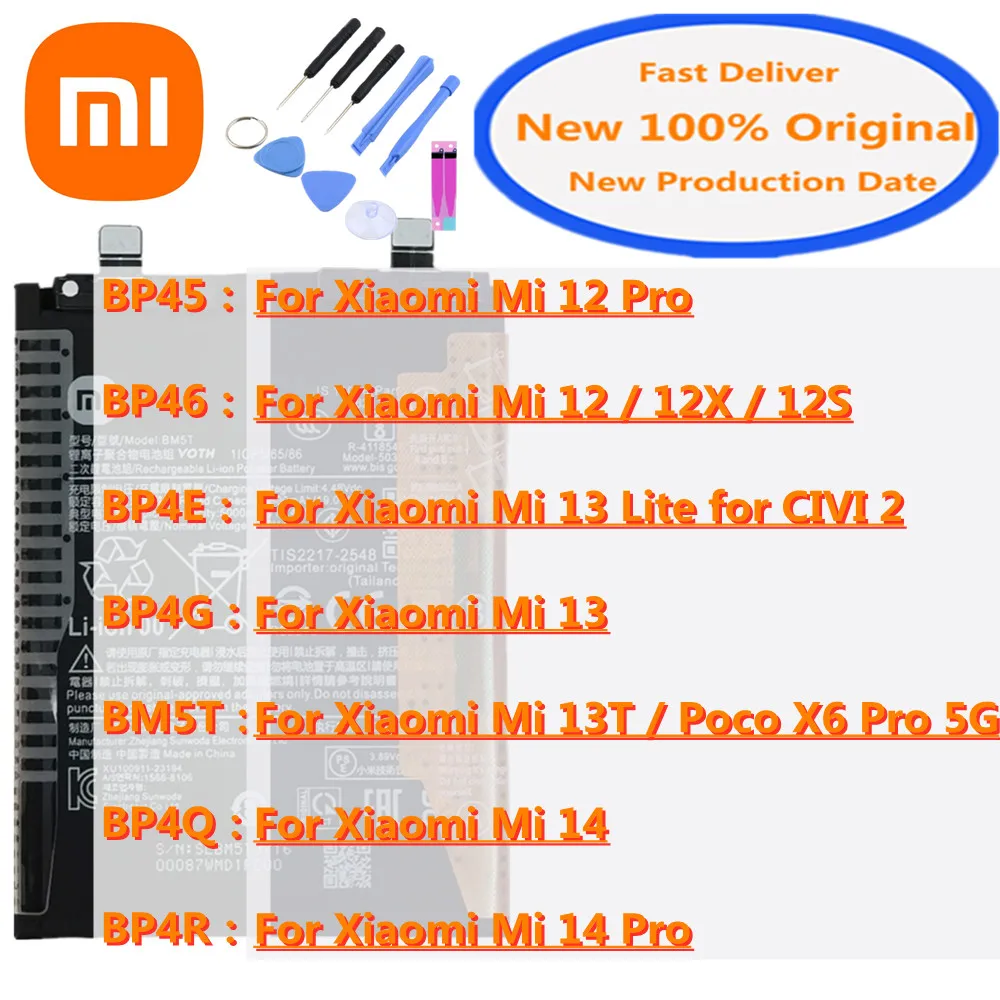 

Original BM5T BP4G BP4E BP4Q BP4R BP46 BP45 Battery For Xiaomi 12 12X 12S 13T 13 Lite Mi 14 Pro 14pro 12pro CIVI 2 Poco X6 Pro