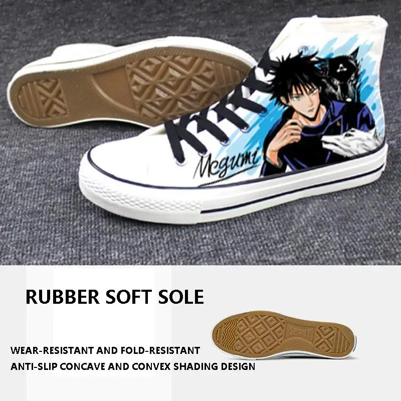 Jujutsu Kaisen Anime Satoru Gojo Sneakers Basketball Shoes Geto Cartoon Printing Casual Comfortable Canvas Shoes Birthday Gift