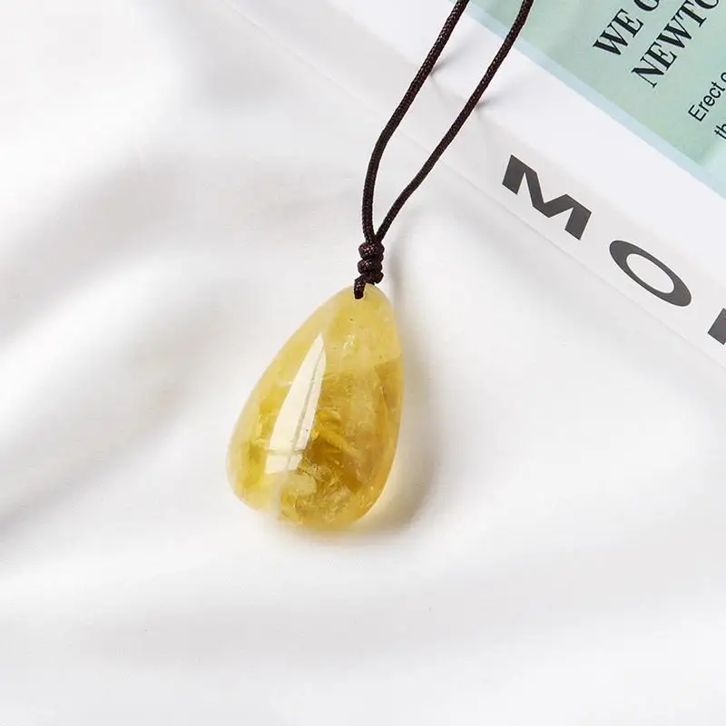 Natural Gemstones Yellow Crystal Water Drop Pendant Citrine Women Jewelry Gift Diy Jewelry Making Necklace Accessories