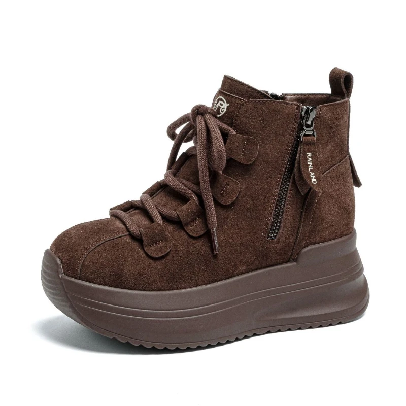 

Fujin 7cm Platform Heel Women Ankle Boots Winter Warm Fur Fleece Lined Winter Boots Comfortable Non Slip Booties Snow Shoes