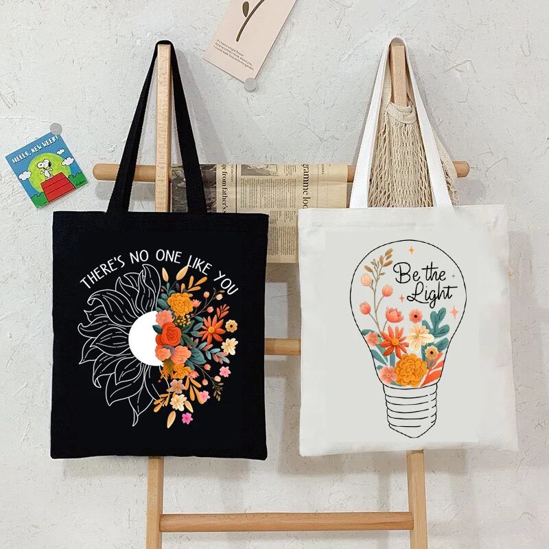 

Floral Graphic Women Plants Canvas Shoulder Bag Flower Quote Shopping Bags for Women Female Large-capacity Sunflowers Handbags