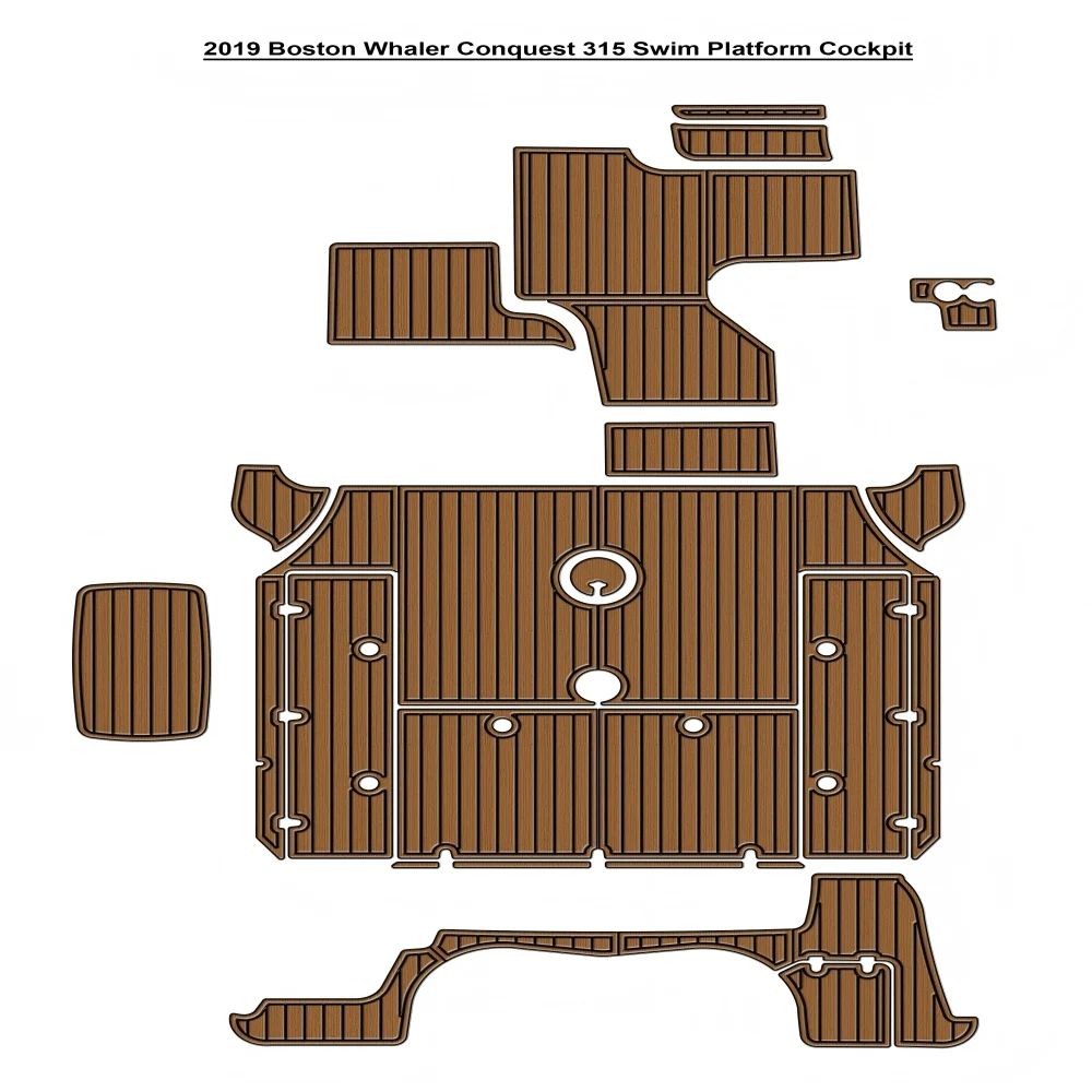

2019 Boston Whaler Conquest 315 Swim Platform Cockpit Pad Boat EVA Foam Faux Teak Deck Floor Mat SeaDek MarineMat Self Adhesive