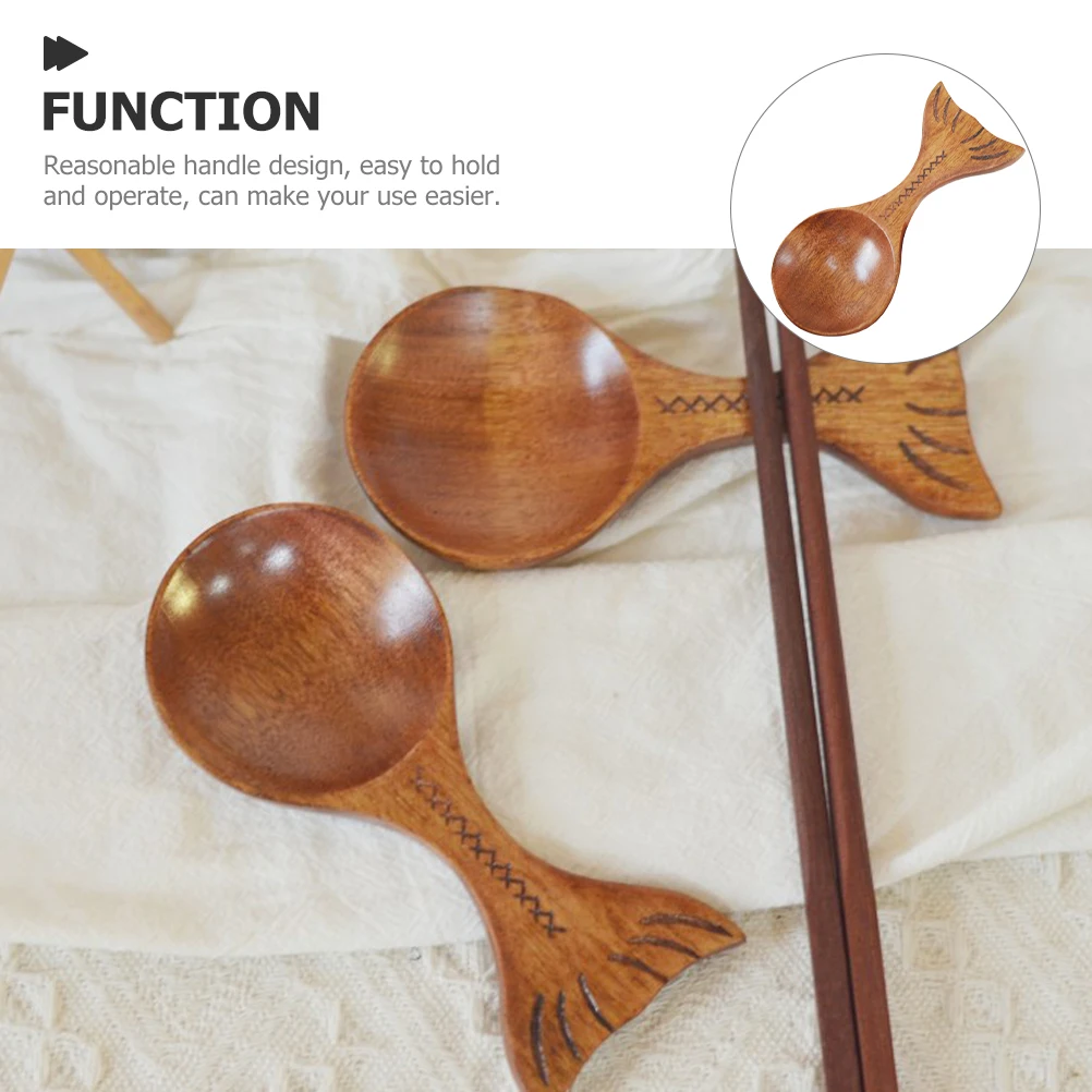 

Wooden Fish Shaped Spoon Measuring Coffee Powder Kitchen Tool Wood Safe Gentle Long Lasting Easy Hold Operate Smooth S