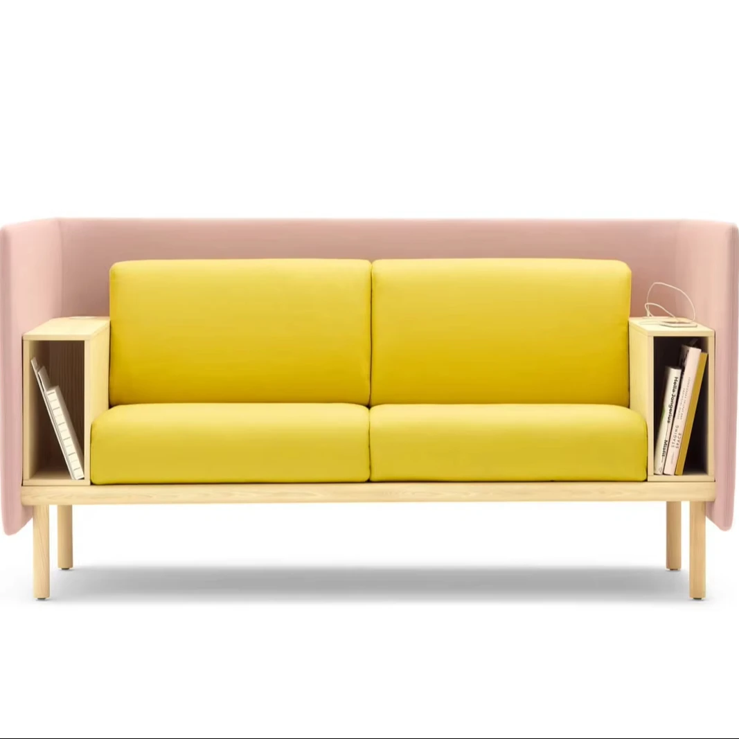 

Modern Fabric Double Office Sofa 0ffice Reception Sectional High Partition Sofa Set