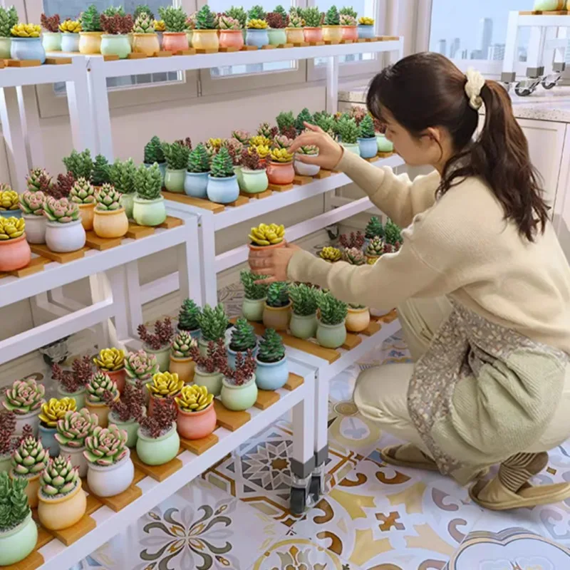 حامل نباتي متنقل رف زهور متعدد الطبقات للشرفة/غرفة المعيشة رف تخزين زاوية مع منظم عرض الأواني العصارية #5