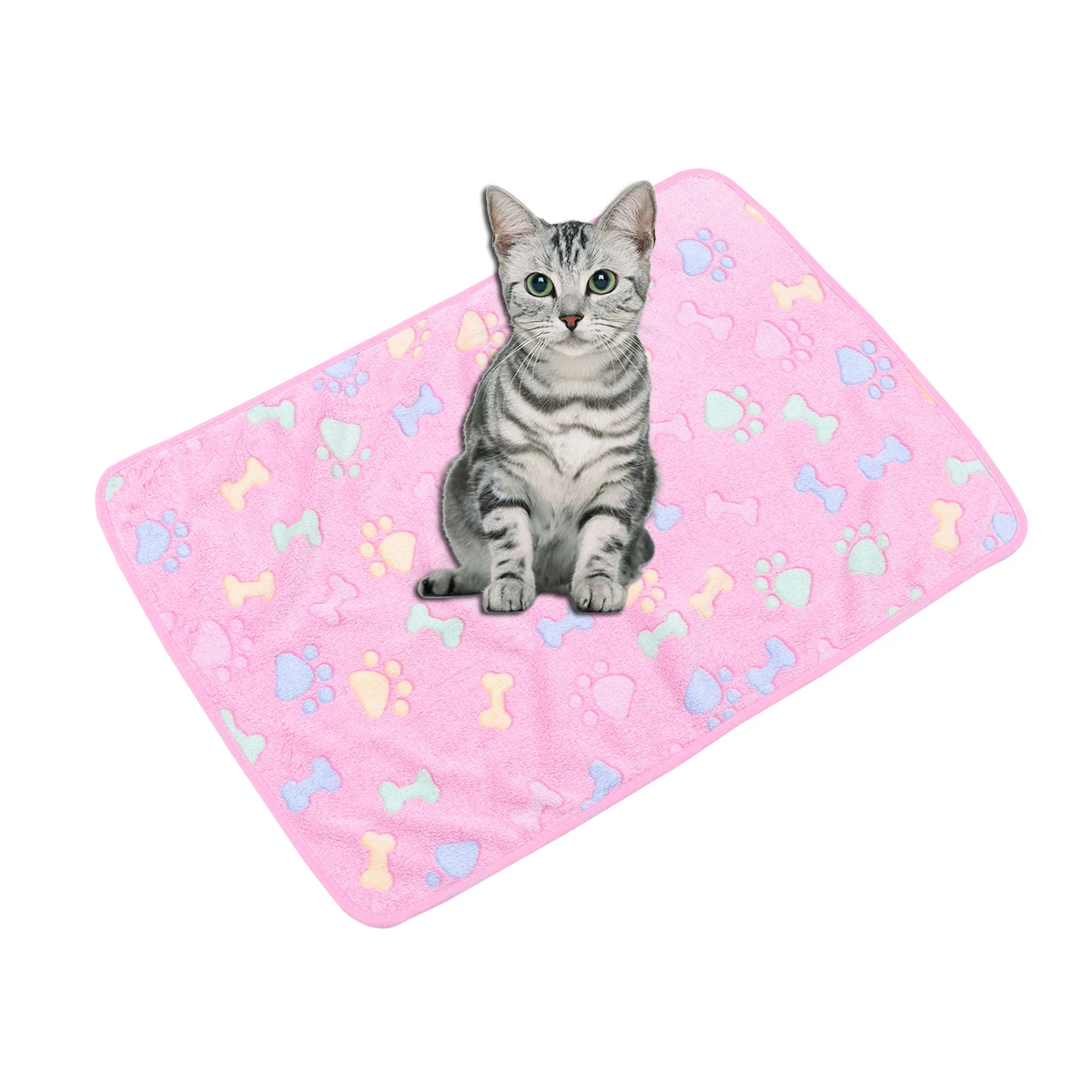 

1Pcs Pet Carpet Coral Small Pink Bone Printed Dog Blanket Sleep Mat Cushion 104x76cm Warm Cozy Indoor Travel