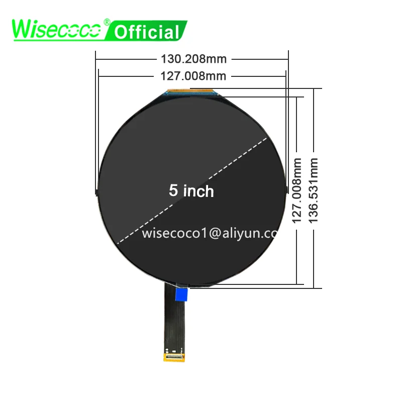 Wisecoco 5 inch Round Lcd Screen Circular Display FHD 1080x1080 For Raspberry PI 5/4/3 MIPI Driver Board Instruments Meters