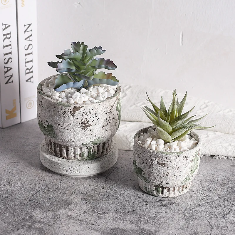 Moss Cement Flowerpot Home Decoration Living Room Balcony Succulent Green Plants Desktop Potted Plants Gardening Furnishings