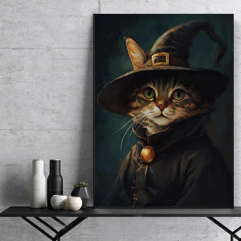 1pc frameless Canvas Painting Renaissance Portrait Cat Art Posters Funny Cats Prints Canvas Painting Animal Wall Art Pictures Ho