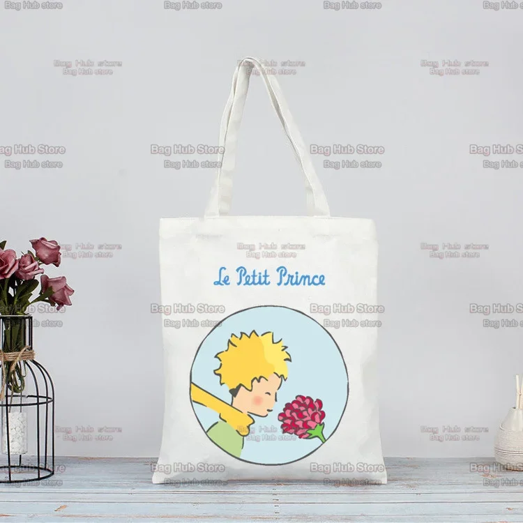 Little Prince Graphic Earth Space Harajuku Kawaii Shopping Bag Tote Handbag Eco Shopper Recycle Bag Bag Reusable Tote Custom