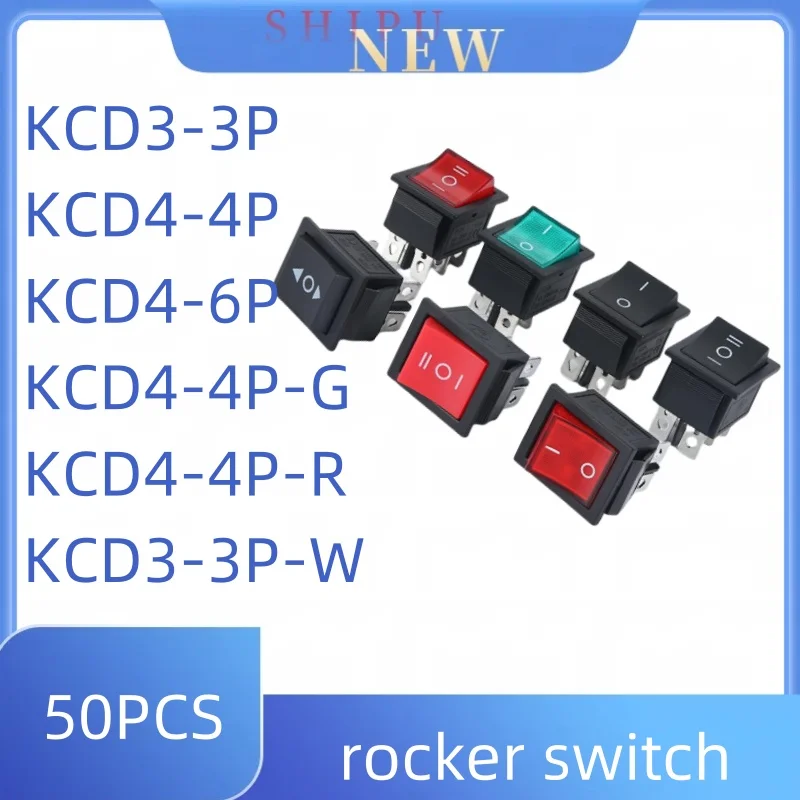 

50PCS KCD3-3P KCD4-4P 6P rocker switch