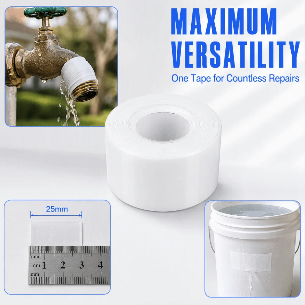 Durable 1 Inch Sealing Tape Strong Adhesion Portable Self Fusing Silicone Tape Plumbing Repair Tape Emergency Repair