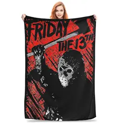Super Soft Friday 13th Thirteenth Horror Movie Throw Blanket Premium Flannel Fleece Lightweight  Jason Voorhees  Bed Blanket