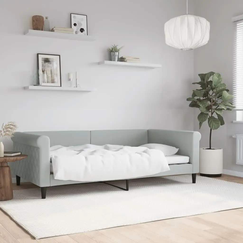 Light Gray Velvet Day Bed Frame - 39.4x74.8, No Mattress Included