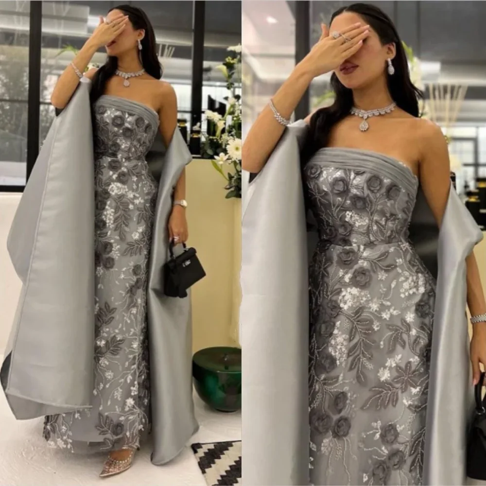 

Fashion High quality Formal Jersey Applique A-line Strapless Long Dresses Cocktail Dresses Casual Exquisite Retro Modern Style