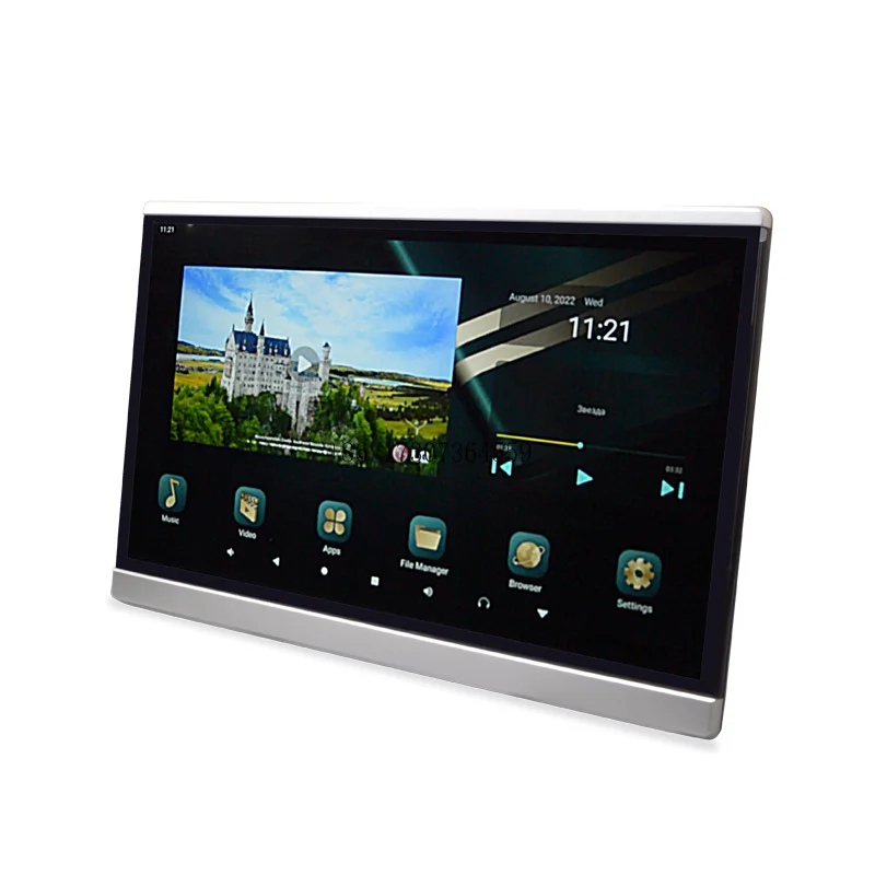 Rear Seat Full Touch Screen Tv Video System Car Headrest Monitor Ultrathin 13.3inch IPS Android 11.0 2+32G Black Universal 32G